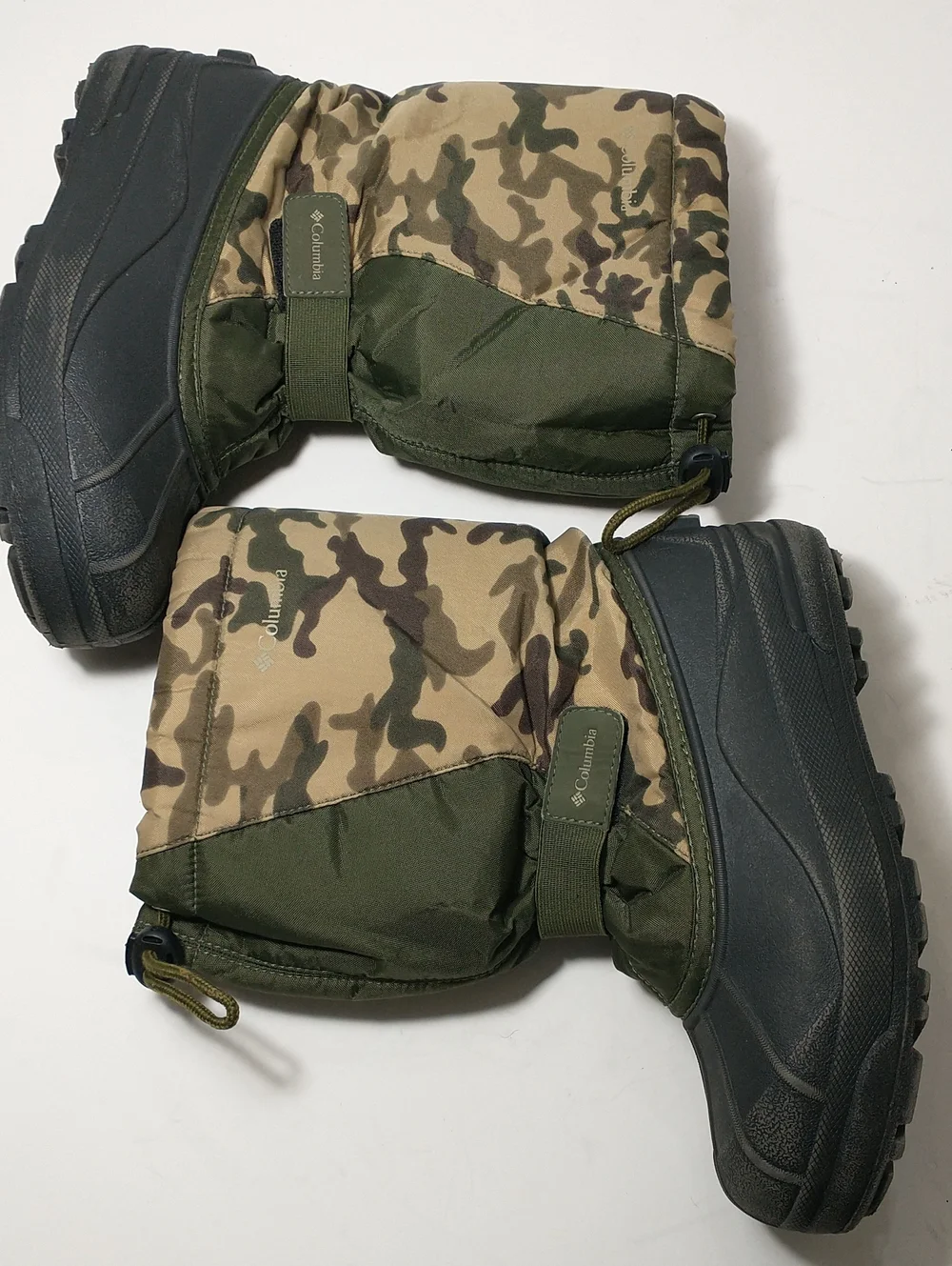 Columbia Powder Bug Camo Winter Boots, Green, Kid Size 6, Removable Liners